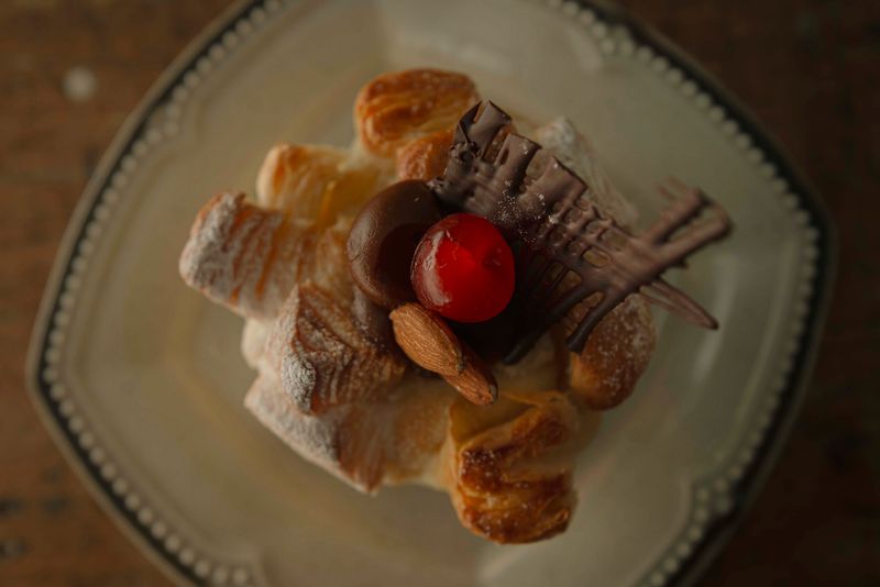 Almond danish pastry with cream filling